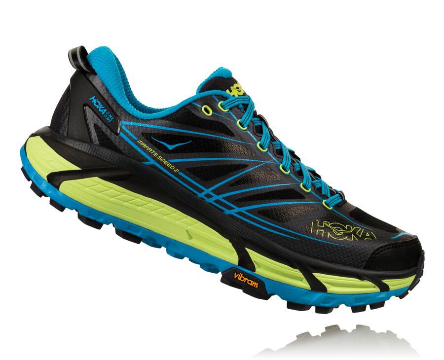 Hoka One One Trailove Tenisky Panske Čierne/Modre - Mafate Speed 2 - 82739-ZLQW